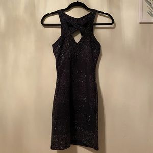 This is navy blue sparkle dress